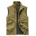 thumbnail image 4 of CharmCyan Men's Full Zip Lightweight Stand Collar Vest with Multiple Zippered Pockets for Layering and Everyday Casual Wear Khaki XL, 4 of 4