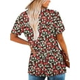 thumbnail image 4 of UVN Floral Print Blouse Shirt for Women Summer Tunic Shirts Loose Button Short Sleeve Tops with Shirring, 4 of 7