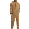 thumbnail image 2 of SWSMCLT Men's Fuzzy Fleece Christmas Onesies Pajamas Long Sleeve Soft Winter Cozy Fall Thick Flannel Loose Zipper Yellow Medium, 2 of 4