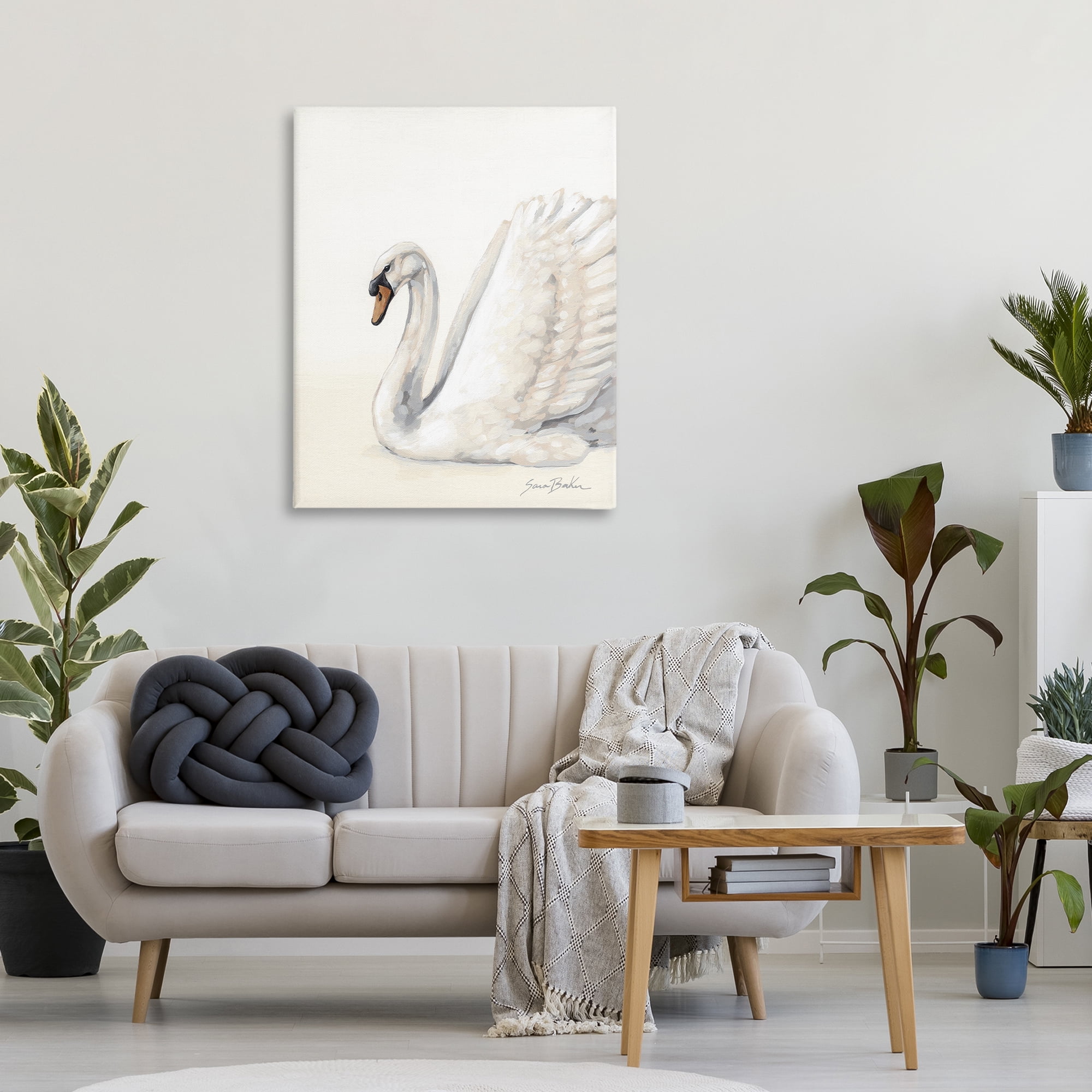 Stupell Industries White Swan in Repose Canvas Wall Art, design by Sara Baker