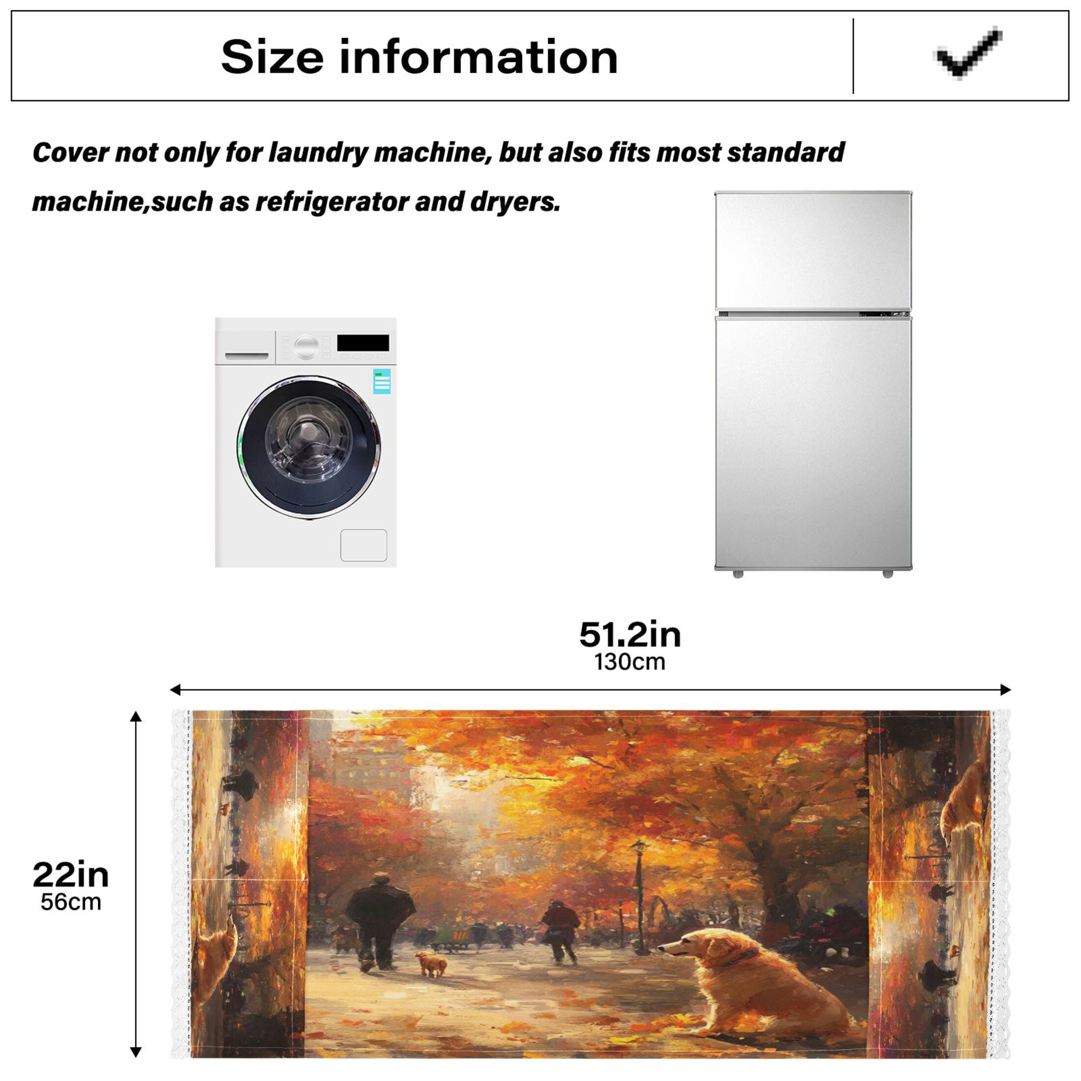 Lonely Golden RetrieverWasher and Dryer Covers Dust-Proof and Oil Resistant Fridge Cover with 4 Storage Pockets Washing Machine Top Cover for Laundry Kitchen Home 51.2 x 22 In