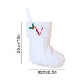 thumbnail image 3 of Knitted Christmas Stockings with Initials, 6.3''x7.8'' White Custom Embroidery Christmas Stockings with Letter, Personalized Xmas Decoration for Holiday Family Party - V, 3 of 6