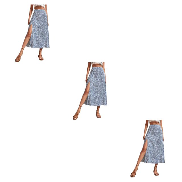 Minnieouse larga dividida Mujer Elegante Estética Cintura alta Playa Vacaciones Viajes Ropa de verano Disfraces Azul claro XXL Type1 NO1 Minnieouse CBP583457