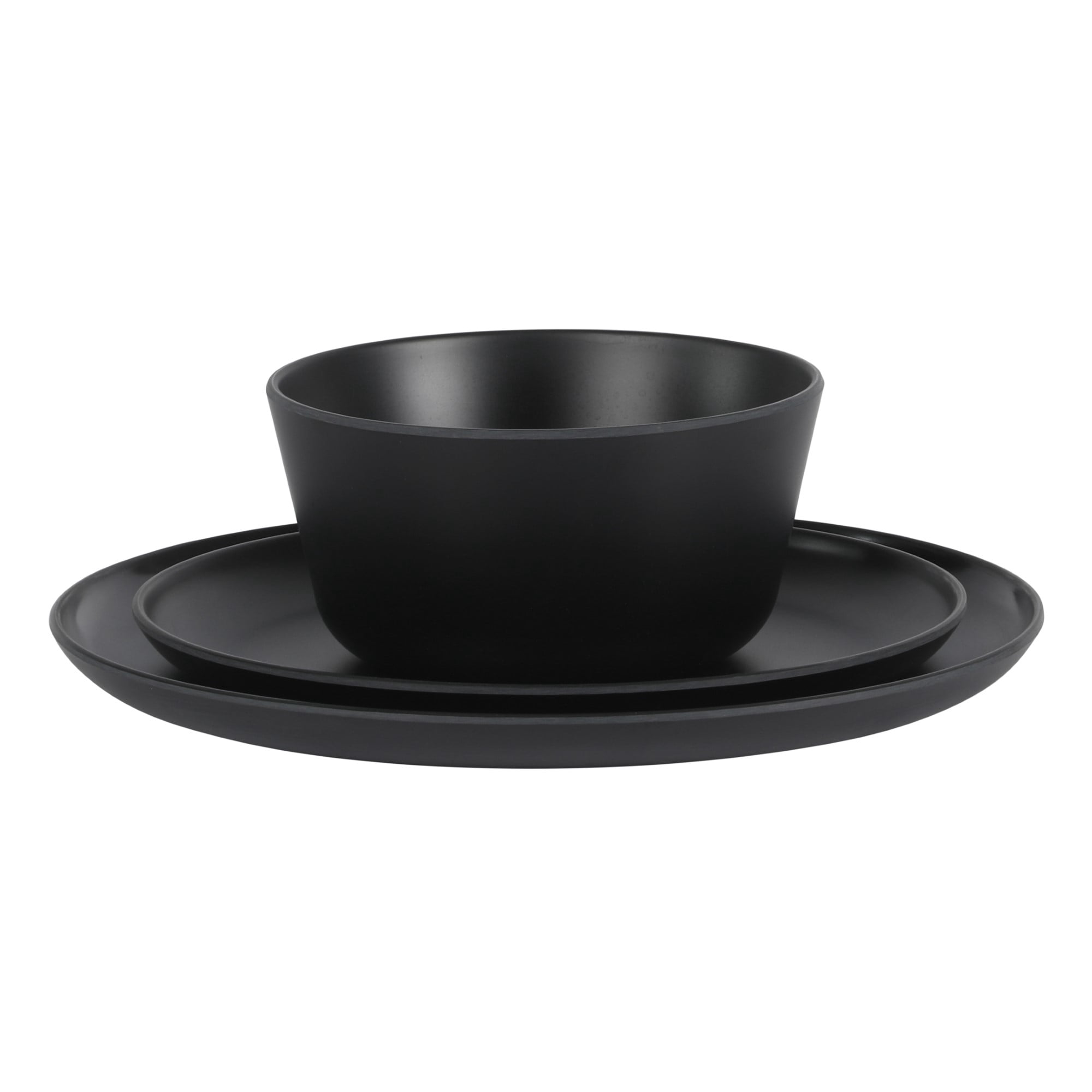 Gibson Home Fairhope 12 Piece Melamine Dinnerware Set - Matte Black