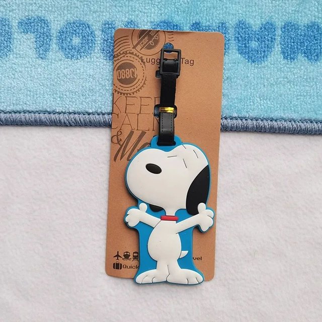 Etiqueta de identificación de equipaje creativa de Snoopy, accesorios de viaje, etiqueta decorativa para equipaje con dibujos animados de Snoopy y Charlie Brown