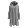 thumbnail image 5 of Gray Womens Fall Tops Women's Double Velvet Autumn and Winter Fluffy Large Profile Long Sleeved Casual Warm Long Sleeved Plush Sweatshirt with Pockets Sweaters for Women, 5 of 6