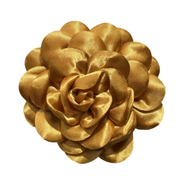 Broche de flor para ojal para mujer, clásico, decorativo, de 3,94 pulgadas, con ramillete Oro