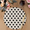 thumbnail image 3 of Wave Point Black Round 15 Inch Placemats Set of 2, Modern Minimalist Geometric on Linen HeatResistant Non Slip Place Mats for Dining Table, Wipeable Braided Kitchen Table Mats for Housewarming, 3 of 9