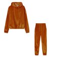 thumbnail image 4 of Women's 2 Piece Velvet Outfits Casual Long Sleeve Hoodie Sweatshirt and Hight Waist Pants Sets Tracksuits Sweatsuits, 4 of 5