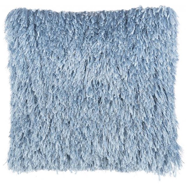 HomeRoots 386429 Square Ocean Blue Shag Throw Pillow