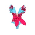 thumbnail image 2 of Meloriaswim Beautiful Ruffle Shoulder Floral Print Swimsuit, Female, Pink, 2 of 4