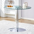 thumbnail image 2 of Hi loPres 35-Inch Round Dining Table, Modern Tempered Glass Top with Silver Chrome Pedestal Base for Kitchen, 2 of 7