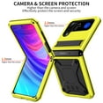 thumbnail image 4 of SaniMore for Samsung Galaxy Z Flip 3/4 6.7" Tri-layer Case with Wireless Charging Tempered Glass Screen Protector Hidden Bracket Drop Resistant Heavy Duty Protective Case for Galaxy Z Flip 3/4, Yellow, 4 of 7