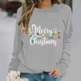 thumbnail image 6 of Lopecy-Sta Women's Merry Christmas Light Print Crewneck Sweatshirt, Casual Long Sleeve Pullover Top for Holiday Party Daily Wear Gray XL, 6 of 6