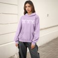 thumbnail image 6 of Women's Fashion Lightweight Long Sleeve Pullover with Pockets Preppy Graphic Hoodie with Bow Print for Fashion Looks,Light Purple,XL, 6 of 7