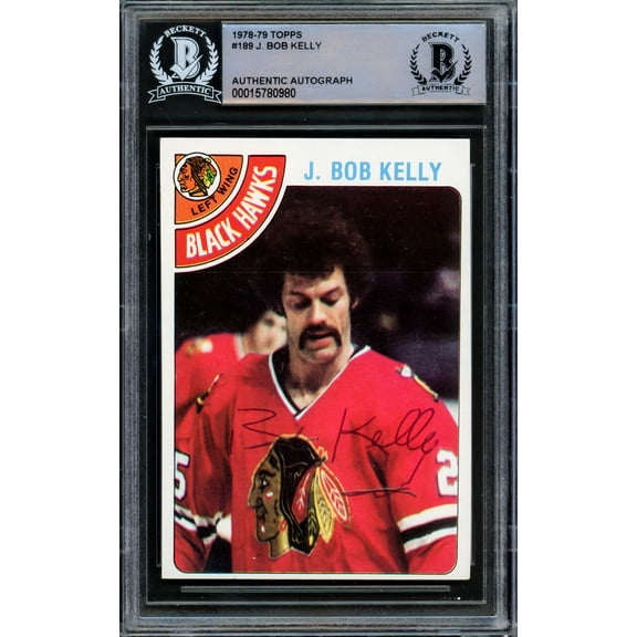 J. Bob Kelly Autographed 1978-79 Topps Card #189 Chicago Blackhawks Beckett BAS #15780980