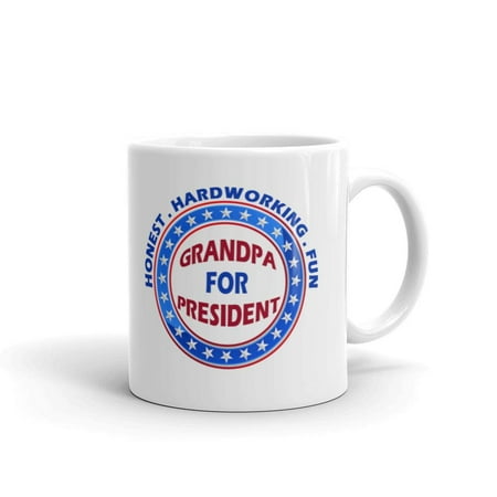 

15 oz Grandpa Birthday Gifts Grandpa for President Election Button Patriotic Gift Coffee Mug Tea Cup