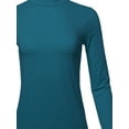 thumbnail image 4 of A2Y Women's Basic Solid Soft Cotton Long Sleeve Mock Neck Top Shirts Teal L, 4 of 5
