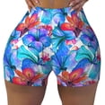 thumbnail image 2 of Haiem Bright Flowers No Front Seam Biker Shorts for Women Yoga Workout Gym Bike Shorts with Tummy Control Moisture-Wicking-Small, 2 of 9