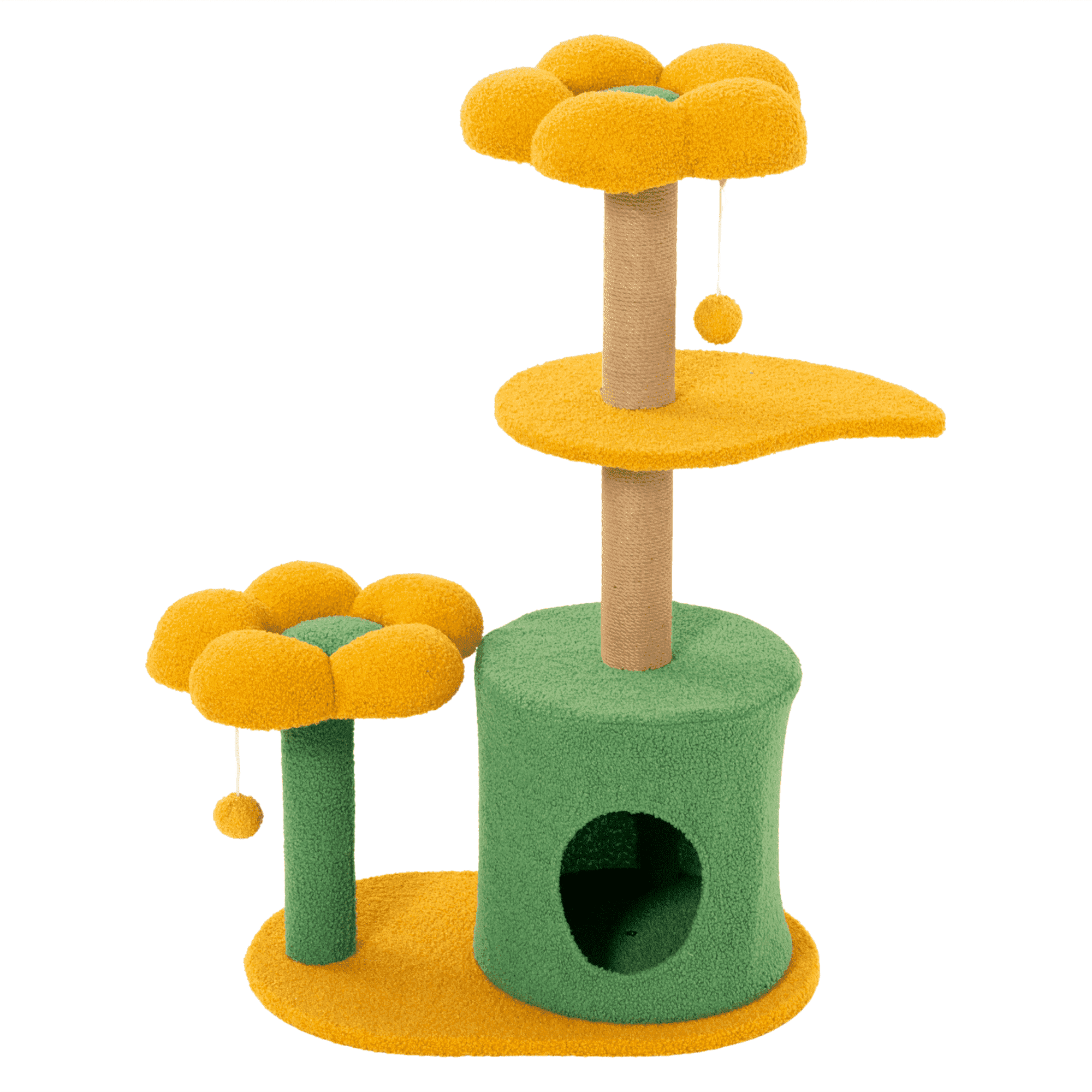 Cat Tree for Indoor Cats, 3-Tier Multi-Level Cat Tower with Sisal Scratching Posts, Cozy Cat Condo, Soft Perch & Hanging Toy, Small Cat Furniture Activity Center for Kittens, Cats & Pets