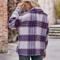 thumbnail image 2 of Defitshape Women's Button Down Shirt Jacket Plaid Print Shacket Winter Topcoats Casual Outerwear Warm Long Sleeve Western Thick Orange Medium, 2 of 4