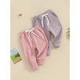 thumbnail image 3 of vera natura 2pcs Girls Sweatpants, Drawstring Elastic Waist Solid Kids Pants Trousers with Pockets, 3 of 8