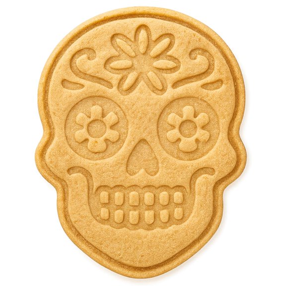 Floral Sugar Skull Cookie Cutter & Stamp 4x2.8" for Baking & Fondant Clay Gifts