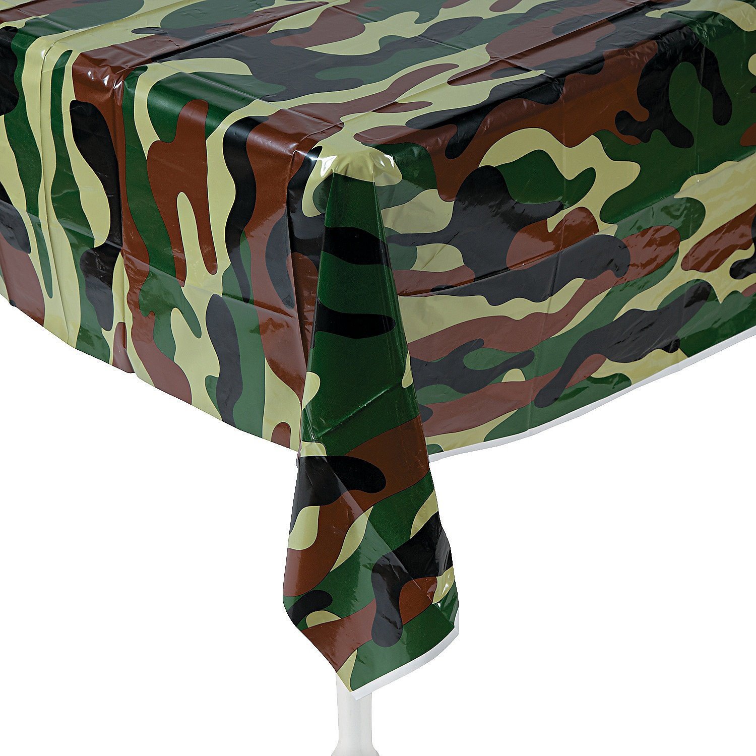Fun Express Camouflage Plastic Tablecover Camo Tablecloth 54" x 108