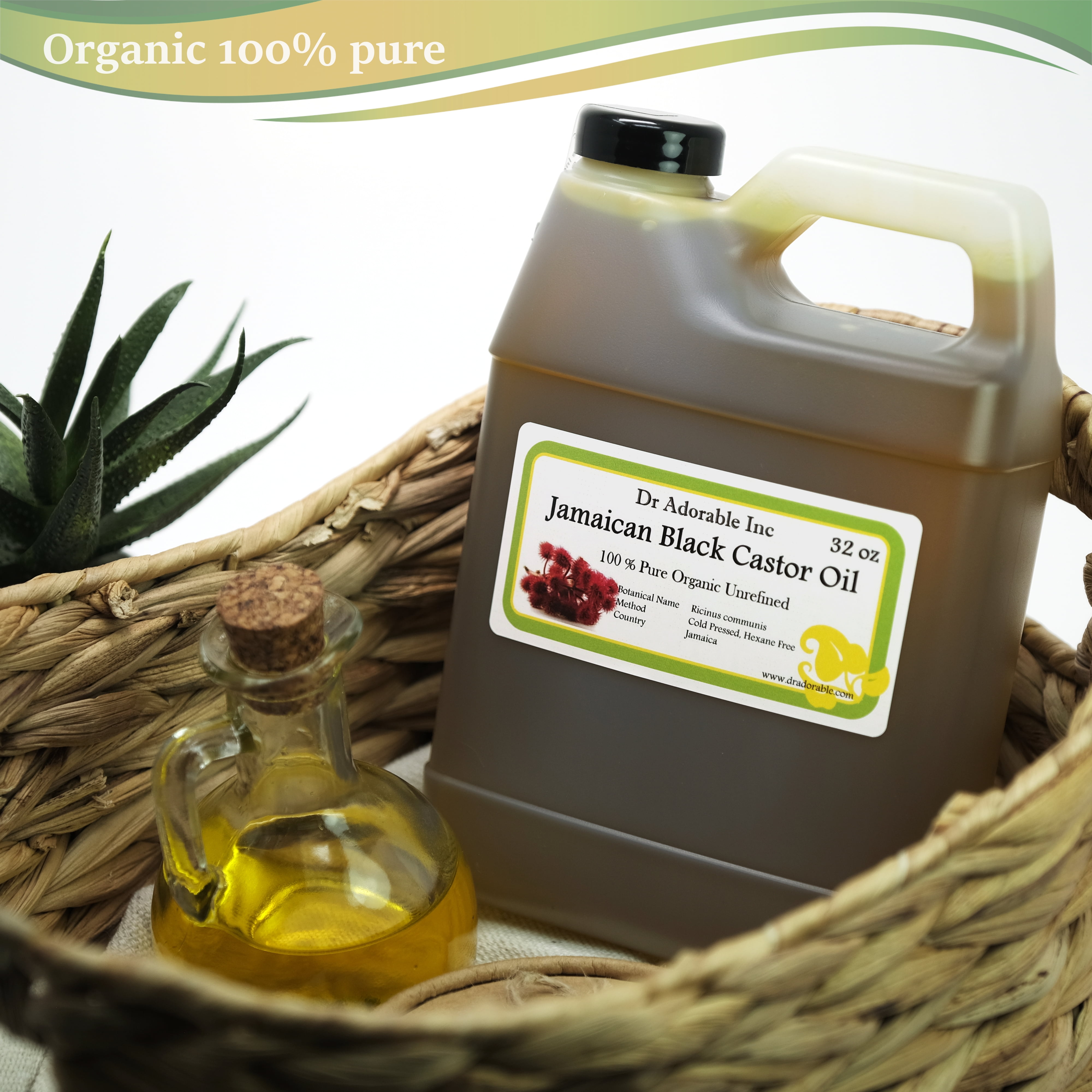 Dr Adorable - 32 oz - Jamaican Black Castor Oil - 100% Pure Organic Cold Pressed Natural Skin and Strengthen Grow & Restore Hair Care