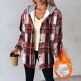 thumbnail image 2 of LIaqionyy Plaid Jacket for Womens Casual Button down Long Sleeve Shacket Fleece Lined Warm Jackets Clothes, 2 of 7