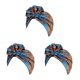 thumbnail image 5 of Qarigey 1 pieza de turbante africano hermoso patrón de flores atractivo alto elástico moda Headwraps Headwraps Head Cover azul Type1 NO1, 5 of 6