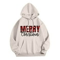 thumbnail image 3 of Merry Christmas Hoodies for Women 2025 Fall Winter Long Sleeve Graphic Hooded Sweatshirt with Pockets Pullover Tops, 3 of 5