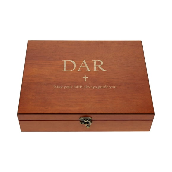 WE Games Custom Engravable Wooden Keepsake Storage Box, Decorative Memory Box, Storage with Brass Fixtures, Storage for Photos, Stationary, Jewelry, Quality Felt-Lined Box in a Light Cherry Finish
