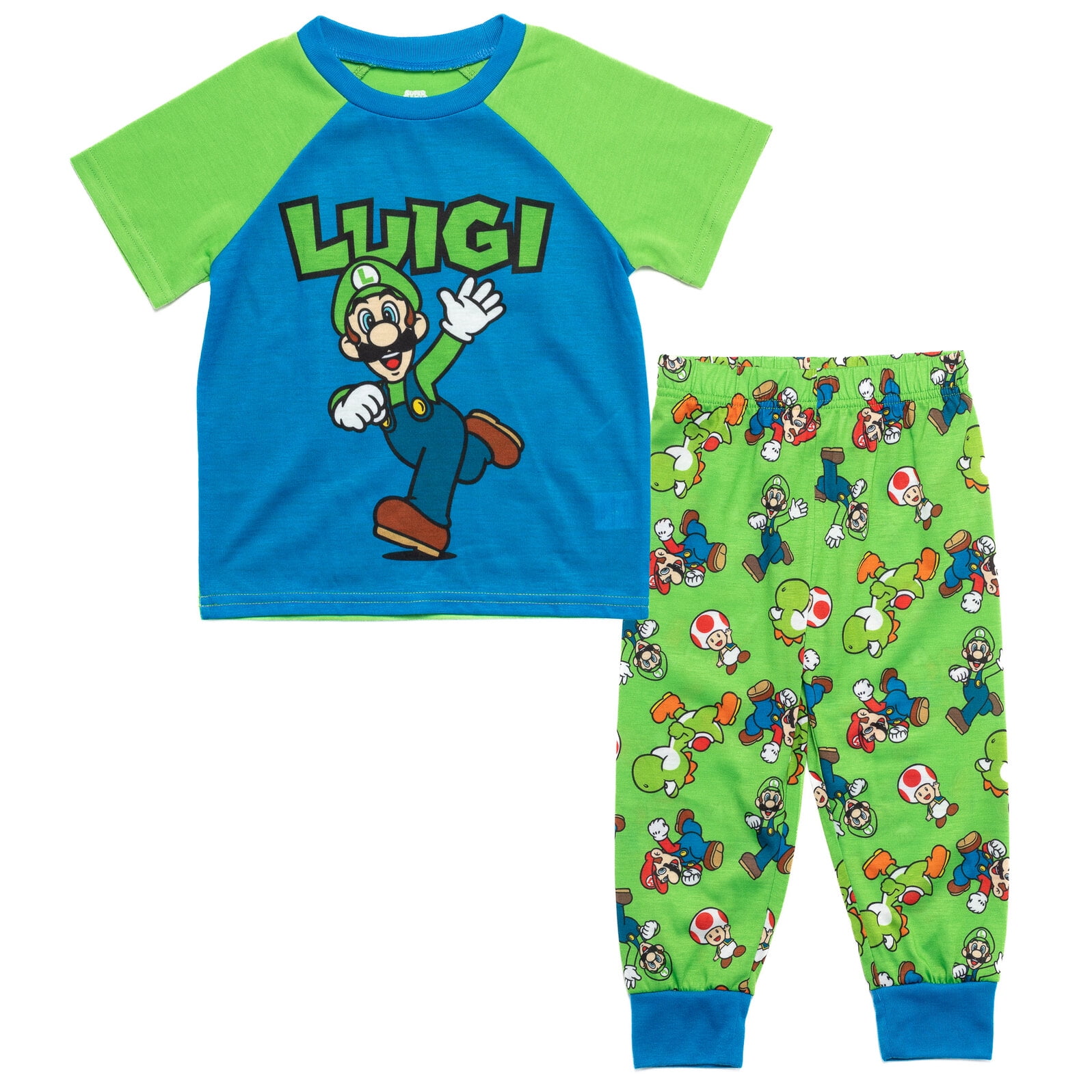 SUPER MARIO Nintendo Luigi Toddler Boys Pajama Shirt & Pants blue ...