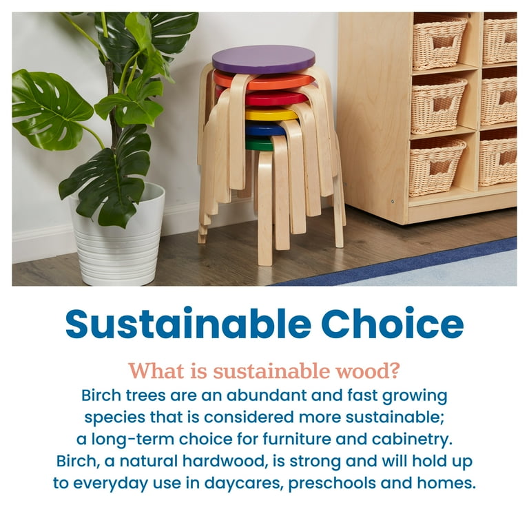 ECR4Kids Bentwood Stackable Stools Assorted 6 Piece
