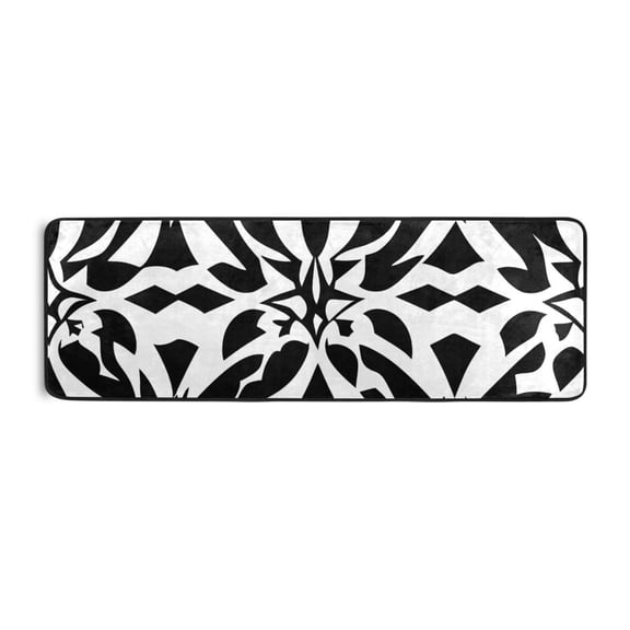 Black and White Art Pattern Runner Rug for Hallways Kitchen Non Slip 2'x 6' Washable Hall Carpet for Bedroom Entryway Laundry Room