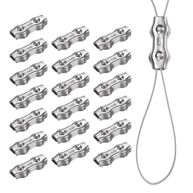 Uxcell 20-Pack M5 Clips de Cuerda de Alambre Simplex Tornillo Simple Abrazaderas de Cable de Acero Inoxidable para Diámetro de 3/16 Pulgadas