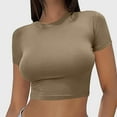 thumbnail image 2 of Hauaitttt Womens Basic T Shirts Neck Short Sleeve Crop Tops Cute Summer Tops Slim Fit Tees Outfits French Flag Sports Bra Womens Sports Bra Tops Women Workout Sports Bras Open Back Sports Bras for, 2 of 4