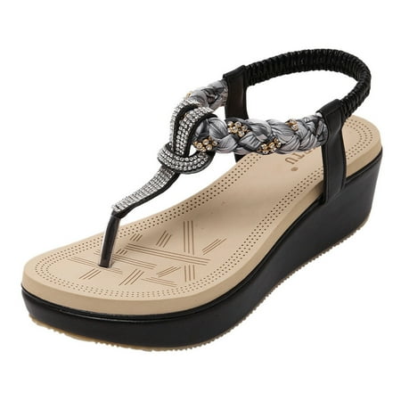 

Clearance Items Wedge Large Size Women s Sandals New Casual Flat Wedge Heel Thong Toe Fashion Sandals Daily Deals Clearance Womens