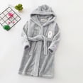 thumbnail image 2 of Boys Girls Kids Cartoon Hooded Bathrobe Flannel Toddler Robe Pajamas for 2T 3T 4T 5T 6T 7T Boys and Girls Winter Clothes Cozy Thick Sleepwear for All Seasons,Grey,Size 6-7T, 2 of 3