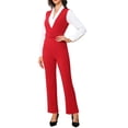thumbnail image 1 of Allegra K Mono Elegante con Tirantes sin Mangas y Cinturón para Mujer, Pierna Recta, L Rojo, 1 of 5