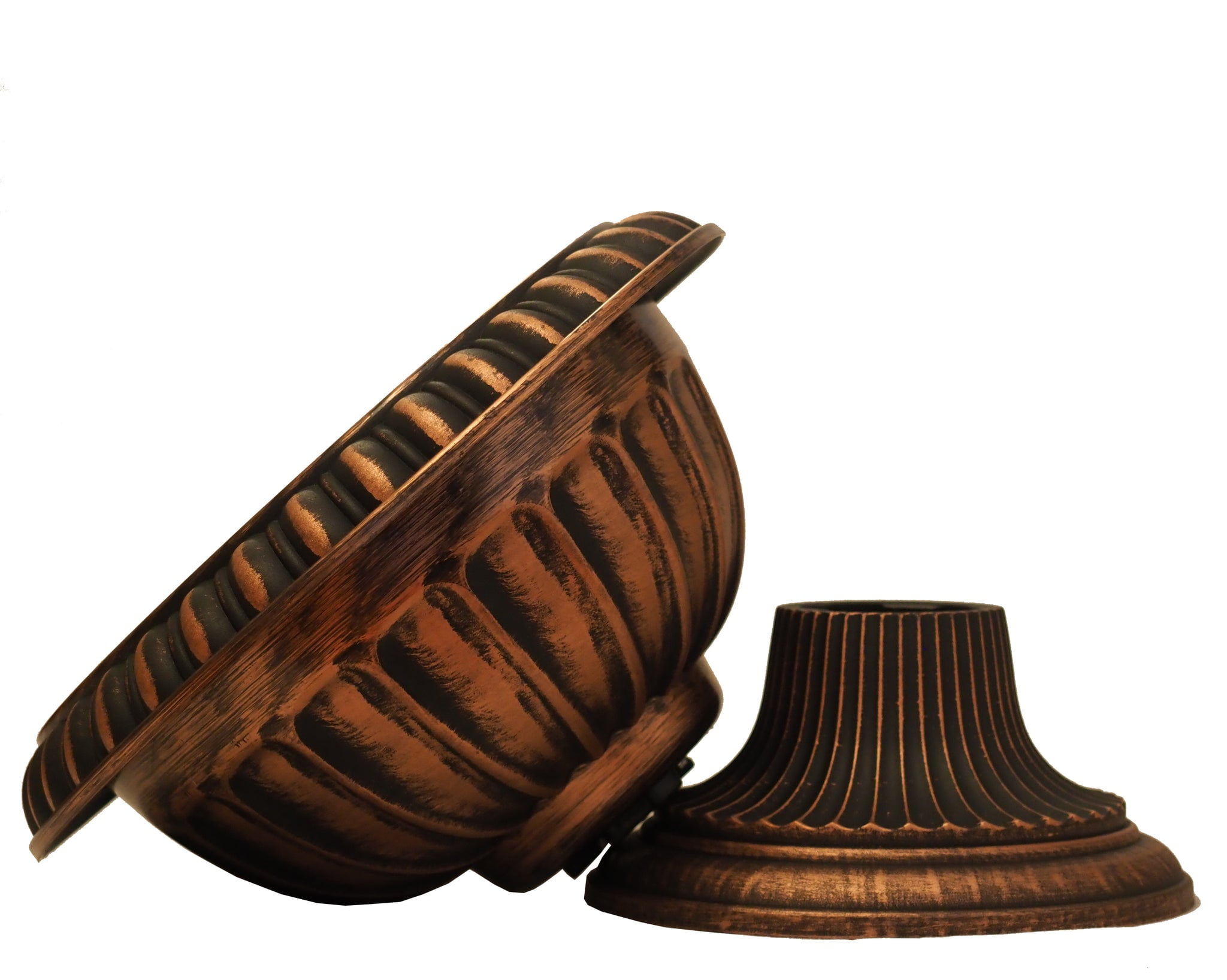 12" Round Plastic Planter Rustic Look (2 Count, Easy to Assemble) Flower Seedlings Nursery Pot / Urn with Wide Base for Garden Patio Office Ornaments Home Décor Long Lasting Lightweight (Copper