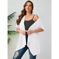 thumbnail image 6 of SHOWMALL Women's Plus Size Summer Boleros Draped Front Open Shrugs White 1X Casual Short Sleeve Lightweight Cardigan Layering Coat, 6 of 8