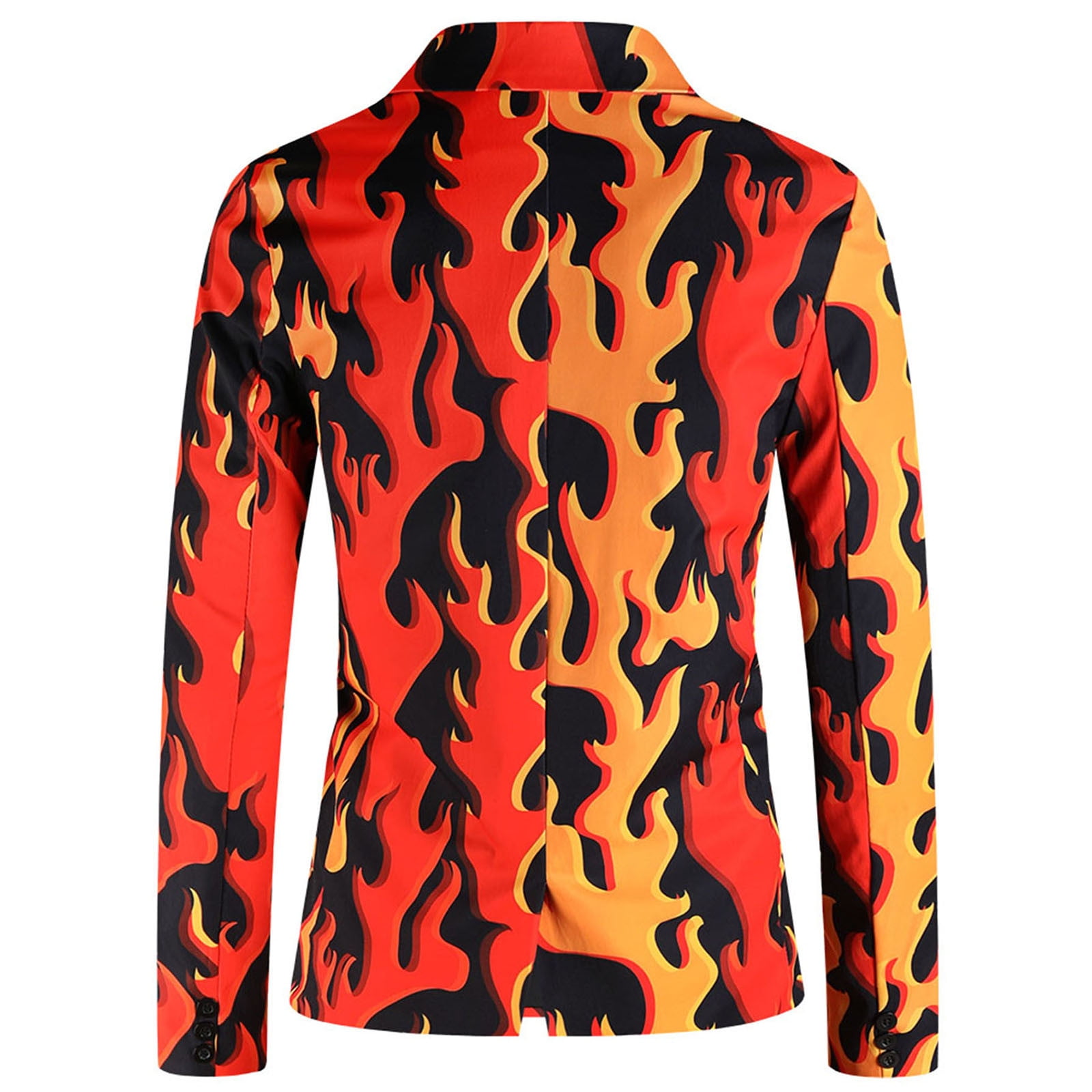 colorblock flame letter print casual button coat