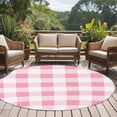 thumbnail image 4 of Pink Checkered Large Round Rug 8 FT, Non Slip Living Room Area Carpet, Pink White Buffalo Plaid Washable Soft Circle Rug Non-Shedding Floor Carpet for Bedroom Office Dining Room, 4 of 9