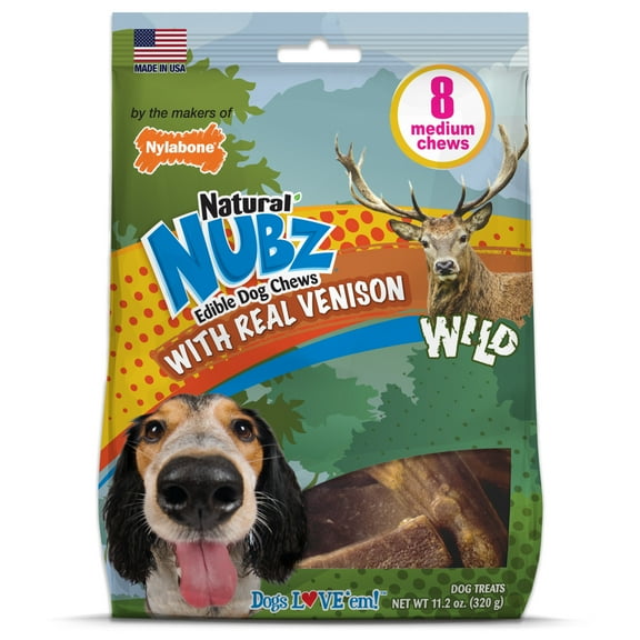 Nylabone Nubz Wild Antler Dog Chew Treats Venison Large - 30 lbs. (8 Count)