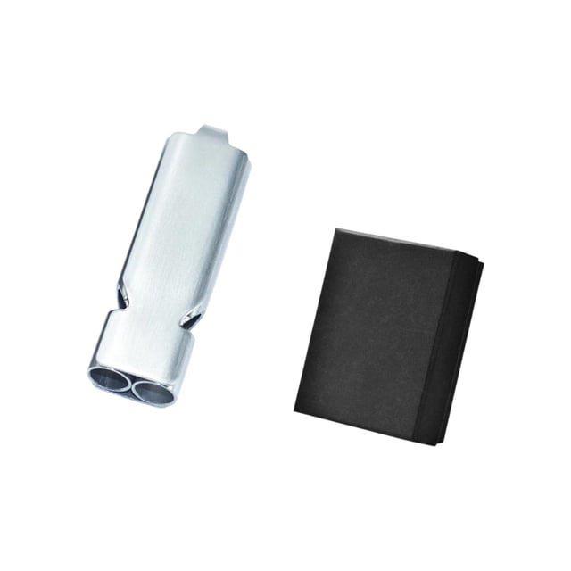 Fasiaou Sifflet de Survie d'Urgence en Acier Inoxydable à Haut Volume, Design Étanche à Résonance Double Tube pour Randonnée et Camping en Plein Air, comme Montré