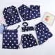 thumbnail image 4 of Conjunto de pijama rosa para mujer, ropa de dormir con tirantes, lencería de seda satinada, ropa de casa, 7 piezas, 4 of 4