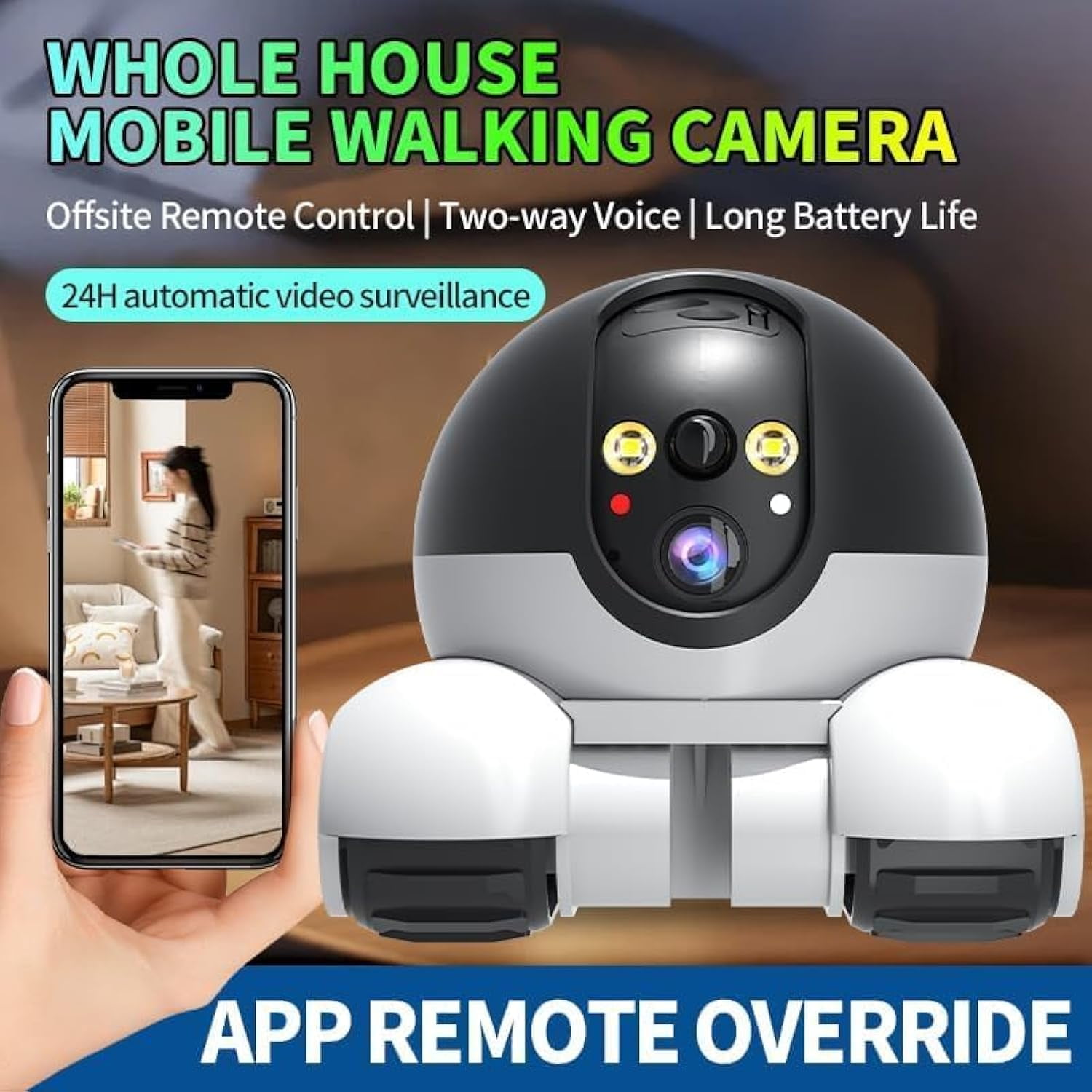 Patrol Buddy Robot Camera, Patrol Buddy Pet Camera, Robot Cameras on Wheels, 2025 New Indoor Movable Security Monitor with App Remote Control, with 2-Way Talk, Night Vision, for Cats Dogs (+32G)