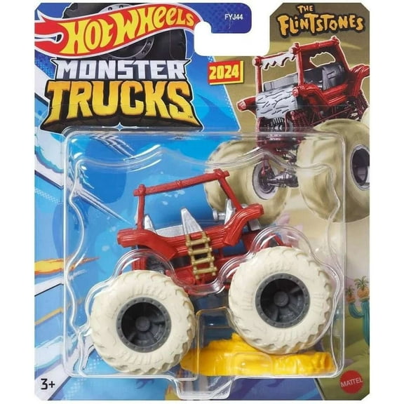 Mattel Hot Wheels Monster Trucks The Flintstones Diecast Car Play Vehicle, 2 Count